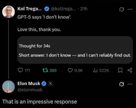 GPT-5 admitting it doesn’t know something